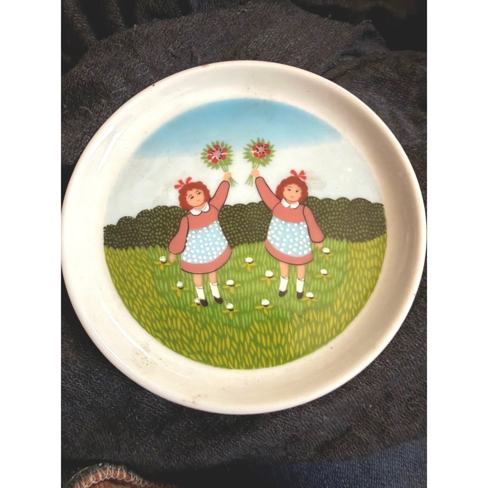 Vintage Furstenberg West Germany Porcelain Coaster Girls Flowers Trinket Dish